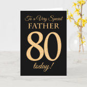 80番目の金ゴールド効果がブラック、父誕生日 カード (黄色い花)