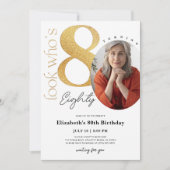 80番目の金ゴールド誕生日招待状(写真あり) 招待状 (正面)