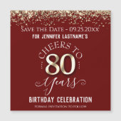 80番目の金ゴールド誕生日日付マグネットの保存 (正面)