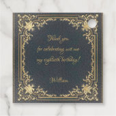 80番目の青い誕生日エレガントヴィンテージ金ゴールドスクリプト フェイバータグ (裏面)