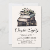 80番目 | ヴィンテージビクトリアンブック誕生日 招待状 (正面)