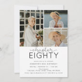 80章のカスタムフォトコラージュ 80歳の誕生日 招待状 (正面)