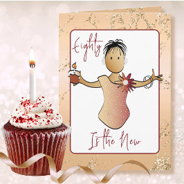 80素晴らしいおもしろい女性漫画バラ金ゴールド誕生日 カード