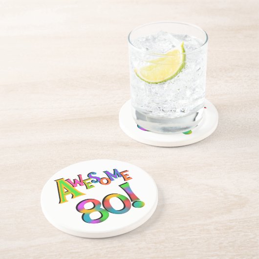 80素晴らし誕生日Tシャツとギフト コースター (側面)