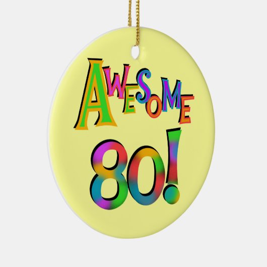 80素晴らし誕生日Tシャツとギフト セラミックオーナメント (右)