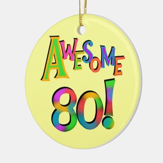 80素晴らし誕生日Tシャツとギフト セラミックオーナメント (左)