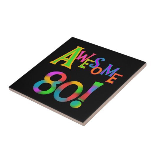 80素晴らし誕生日Tシャツとギフト タイル (側面)