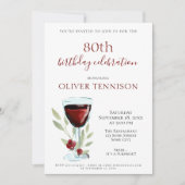 80素朴誕生日レッドワインサプライズパーティー 招待状 (正面)