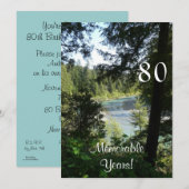 80記憶に残る年/誕生祝い-レイクビュー 招待状 (正面/裏面)