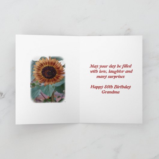 80誕生日おばあちゃん用カード カード (内部)