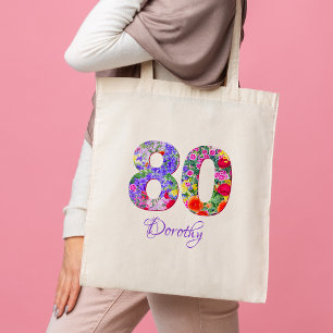80誕生日おばさんギフト – フローラ名80年 トートバッグ