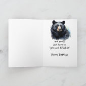 80誕生日おもしろいブラックベア – ニヤニヤとクマ カード (内部)