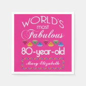 80誕生日で最も素晴らしいカラフル宝石ピンク スタンダードカクテルナプキン (正面)