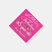 80誕生日で最も素晴らしいカラフル宝石ピンク スタンダードカクテルナプキン (角)