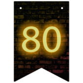 80誕生日のネオンサインオンブリック バンティングフラッグ (第1の旗)
