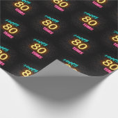 80誕生日のネオンサインオンブリック ラッピングペーパー (角)