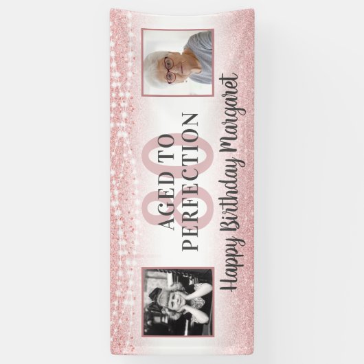 80誕生日のバラ金ゴールド写真の完成度 横断幕 (縦)