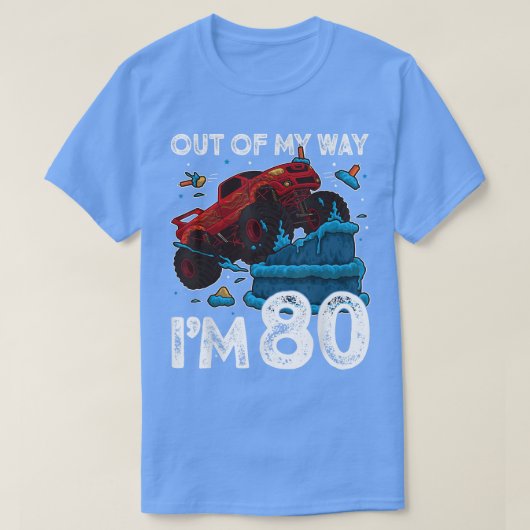 80誕生日の少年モンスタートラック私の道から Tシャツ (デザイン正面)