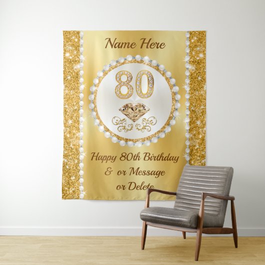 80誕生日の背景、80誕生日アイディア、 タペストリー (インサイチュ)