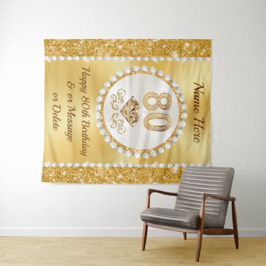 80誕生日の背景、80誕生日アイディア、 タペストリー (インサイチュ(横))