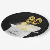 80誕生日の金ゴールドバルーン（白） ペーパープレート (アングル)