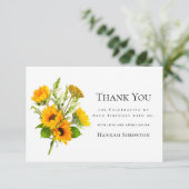 80誕生日ひまわりブーケパーソナライズされた サンキューカード (スタンド正面)