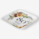 80誕生日ひまわり ペーパープレート (傾斜あり)