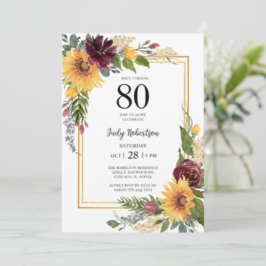80誕生日ひまわり 招待状 (スタンド正面)