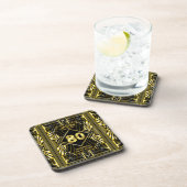 80誕生日アールデコ金ゴールドブラック素晴らしギャツビー コースター (右側)