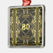 80誕生日アールデコ金ゴールドブラック素晴らしギャツビー メタルオーナメント (左)