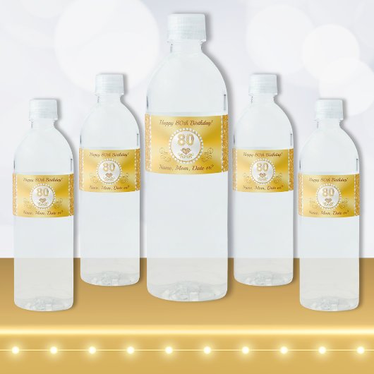 80誕生日ウォーターボトルラベルパーソナライズされた、 ペットボトルラベル
