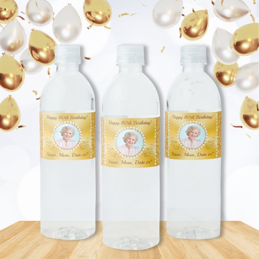 80誕生日ウォーターボトルラベル、写真または削除 ペットボトルラベル