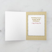 80誕生日エスニック男性マンガ赤ワインかわいい カード (内部)