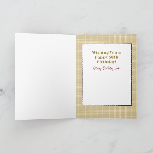 80誕生日エスニック男性マンガ赤ワインかわいい カード (内部)