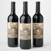 80誕生日エレガントフォトモノグラム男性 ワインラベル (ボトル)