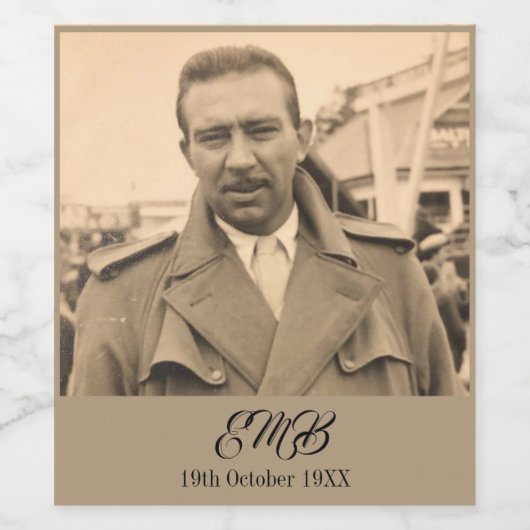 80誕生日エレガントフォトモノグラム男性 ワインラベル (シングルラベル)