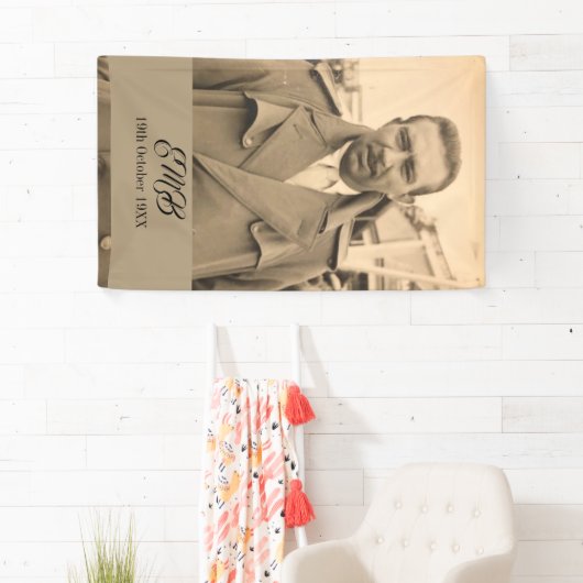 80誕生日エレガントフォトモノグラム男性 横断幕 (インサイチュ)