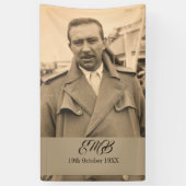 80誕生日エレガントフォトモノグラム男性 横断幕 (縦)