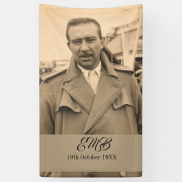 80誕生日エレガントフォトモノグラム男性 横断幕