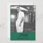 80誕生日エレガントモノグラムグリーンフォトインビタ 招待状 (裏面)