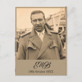 80誕生日エレガント男性モノグラム写真 インビテーションポストカード (正面)