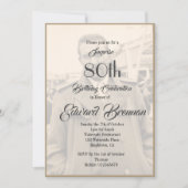 80誕生日エレガント男性モノグラム写真 招待状 (正面)