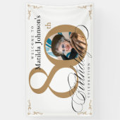 80誕生日エレガント金ゴールド白書写真 横断幕 (縦)