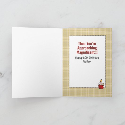 80誕生日オス漫画おもしろいことわざユーモアのある カード (内部)