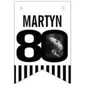 80誕生日カスタムフォト白黒 バンティングフラッグ (第1の旗)