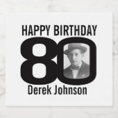 80誕生日カスタム写真名ラベル ビールラベル (シングルラベル)