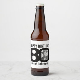 80誕生日カスタム写真名ラベル ビールラベル