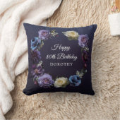 80誕生日ギフトカスタムムーディパープルフラワー クッション (ブランケット)