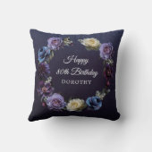 80誕生日ギフトカスタムムーディパープルフラワー クッション (裏面)