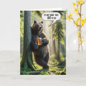 80誕生日クマとビールマグ カード (黄色い花)